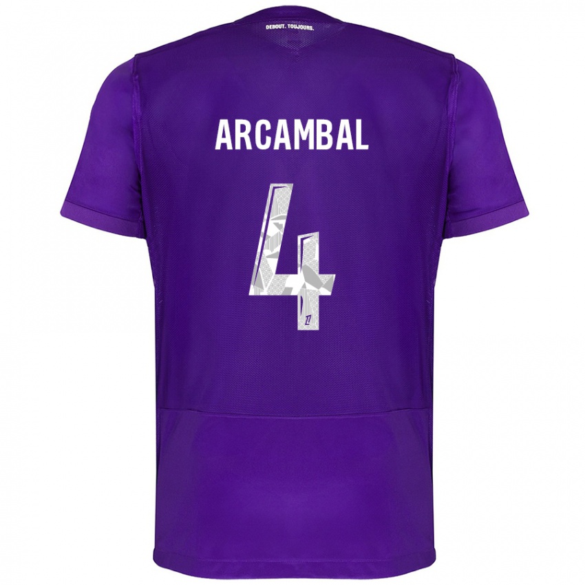 Homme Maillot Anais Arcambal #4 Violet Blanc Tenues Domicile 2024/25 T-Shirt Suisse