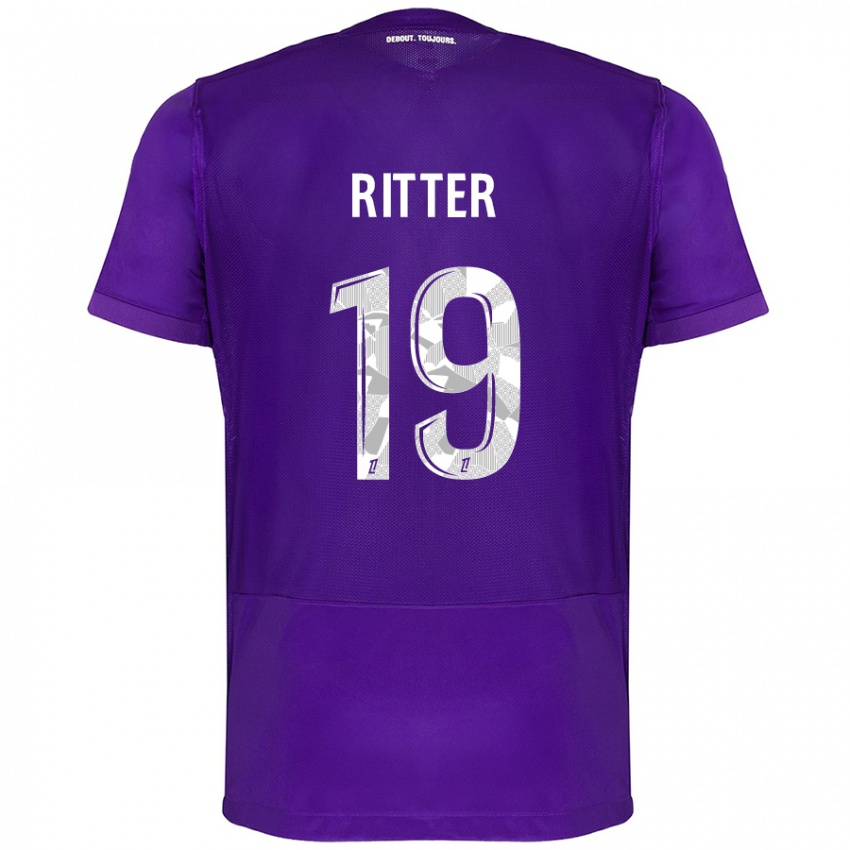 Homme Maillot Morgane Ritter #19 Violet Blanc Tenues Domicile 2024/25 T-Shirt Suisse