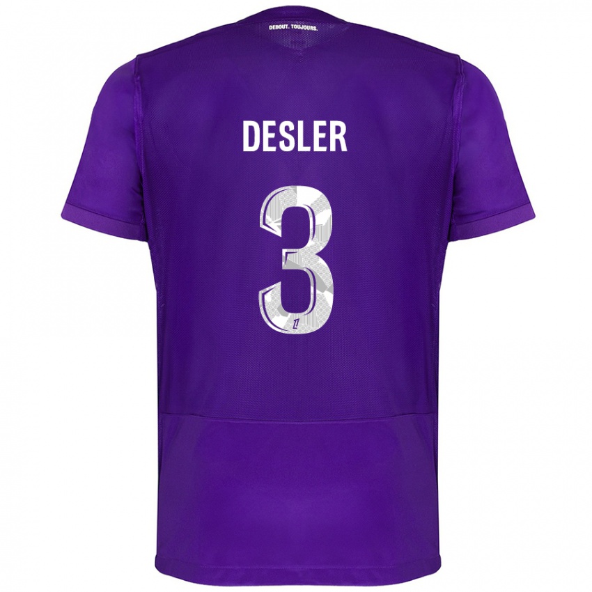 Homme Maillot Mikkel Desler #3 Violet Blanc Tenues Domicile 2024/25 T-Shirt Suisse