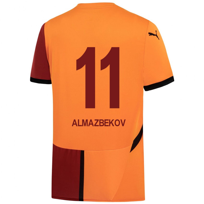 Homme Maillot Beknaz Almazbekov #11 Jaune Rouge Tenues Domicile 2024/25 T-Shirt Suisse