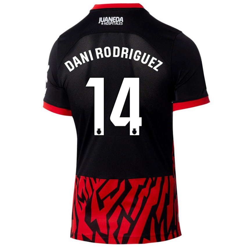 Homme Maillot Dani Rodríguez #14 Noir Rouge Tenues Domicile 2024/25 T-Shirt Suisse