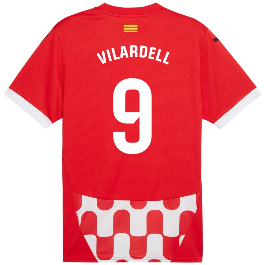 Homme Maillot Júlia Vilardell #9 Rouge Blanc Tenues Domicile 2024/25 T-Shirt Suisse