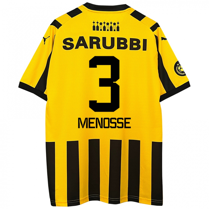 Homme Maillot Hernán Menosse #3 Jaune Noir Tenues Domicile 2024/25 T-Shirt Suisse