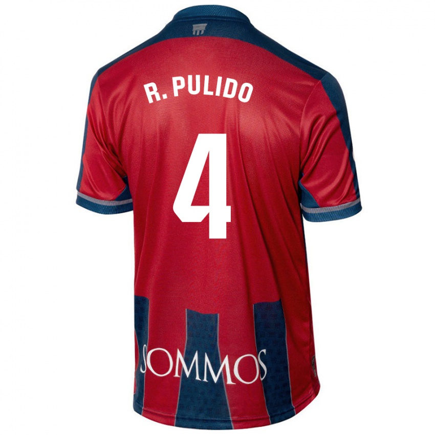 Homme Maillot Rubén Pulido #4 Rouge Bleu Tenues Domicile 2024/25 T-Shirt Suisse