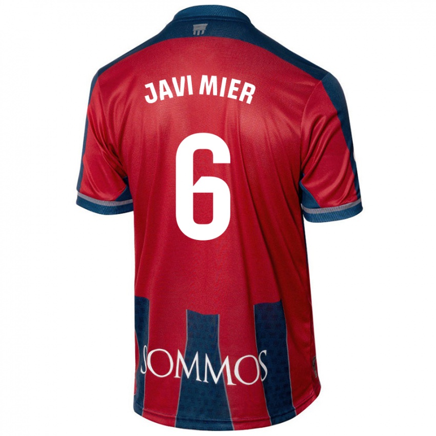 Homme Maillot Javi Mier #6 Rouge Bleu Tenues Domicile 2024/25 T-Shirt Suisse