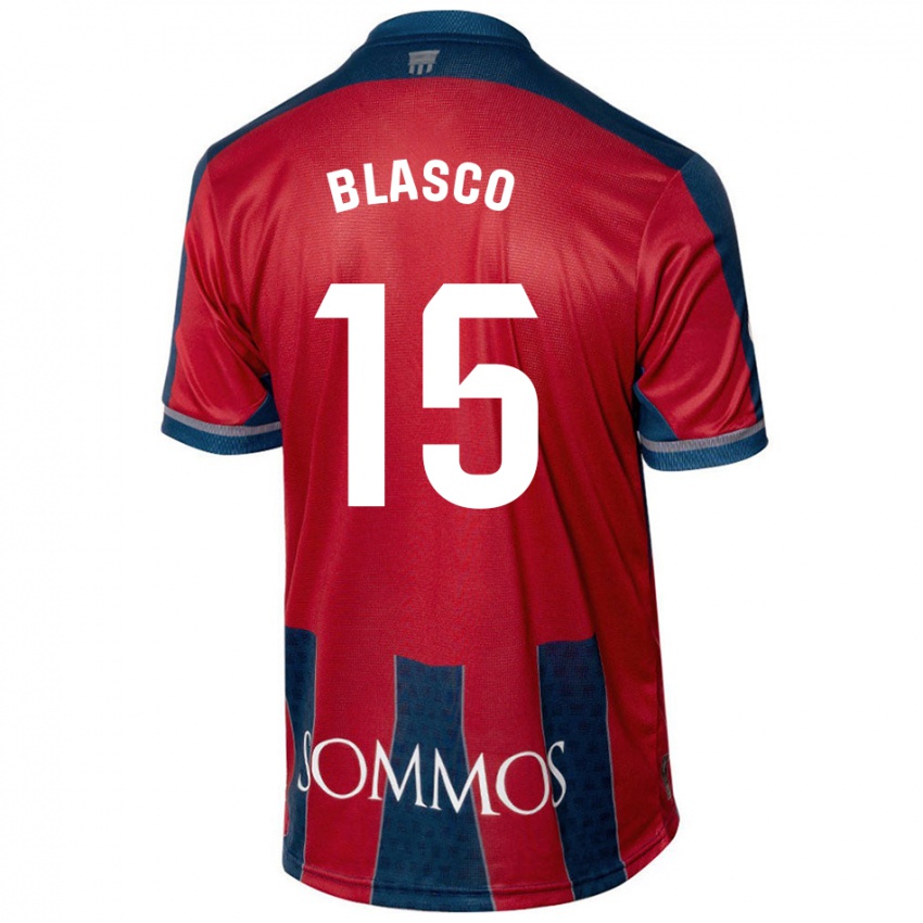 Homme Maillot Jeremy Blasco #15 Rouge Bleu Tenues Domicile 2024/25 T-Shirt Suisse