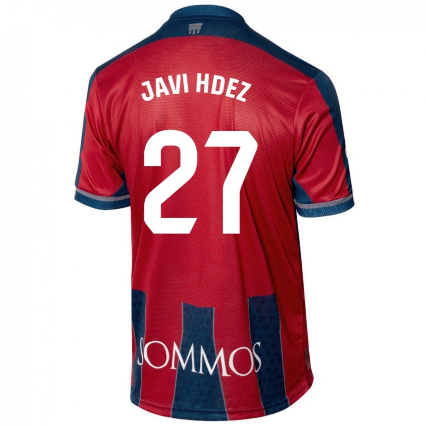 Homme Maillot Javi Hernández #27 Rouge Bleu Tenues Domicile 2024/25 T-Shirt Suisse