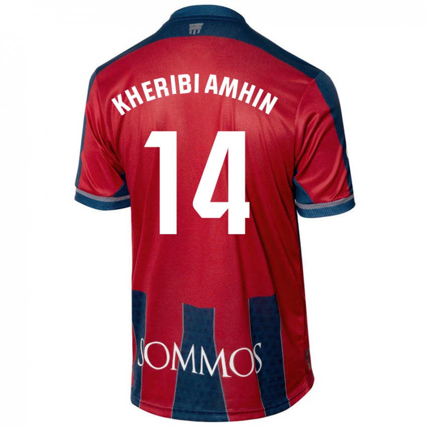 Homme Maillot Nabil Kheribi Amhin #14 Rouge Bleu Tenues Domicile 2024/25 T-Shirt Suisse