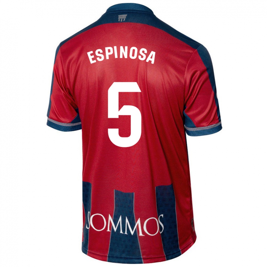 Homme Maillot Diego Espinosa #5 Rouge Bleu Tenues Domicile 2024/25 T-Shirt Suisse