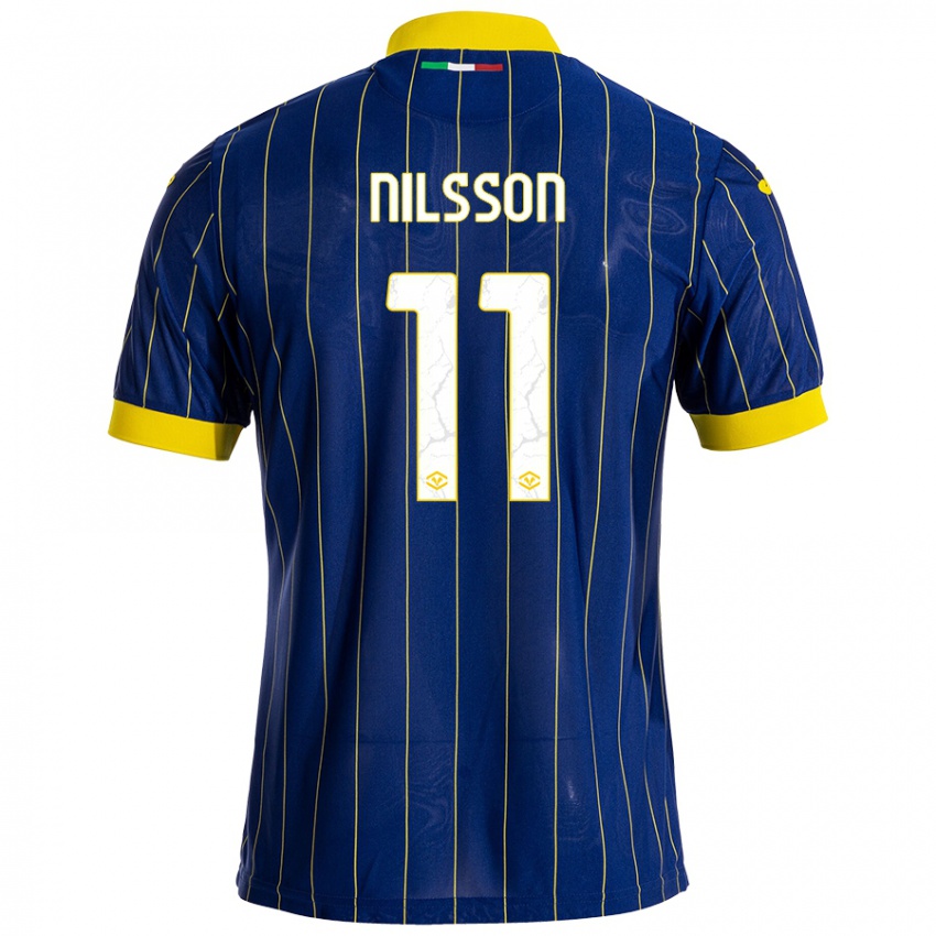 Homme Maillot Sara Nilsson #11 Bleu Jaune Tenues Domicile 2024/25 T-Shirt Suisse