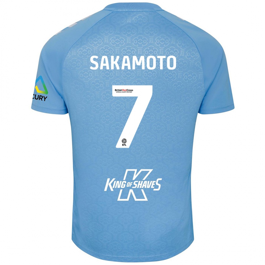 Homme Maillot Tatsuhiro Sakamoto #7 Bleu Blanc Tenues Domicile 2024/25 T-Shirt Suisse