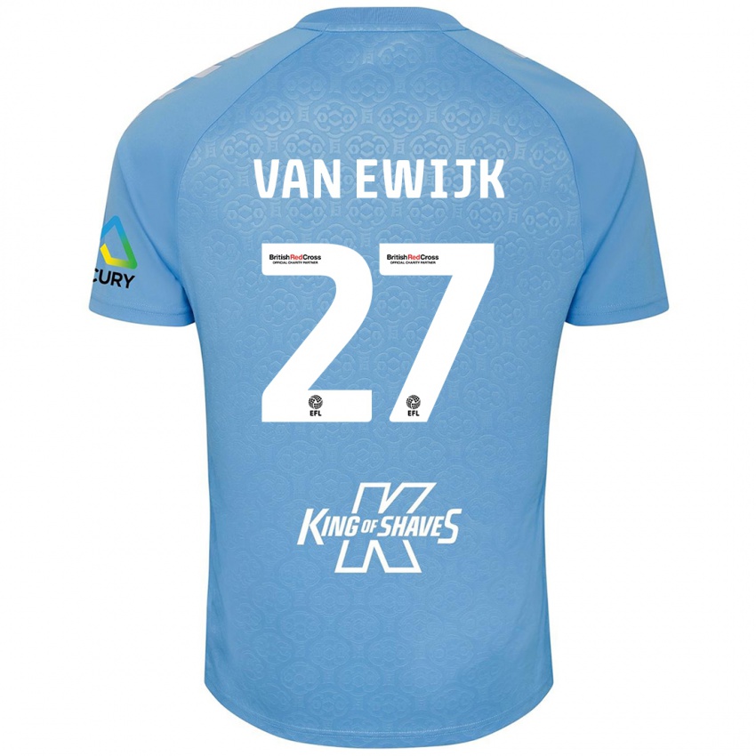 Homme Maillot Milan Van Ewijk #27 Bleu Blanc Tenues Domicile 2024/25 T-Shirt Suisse