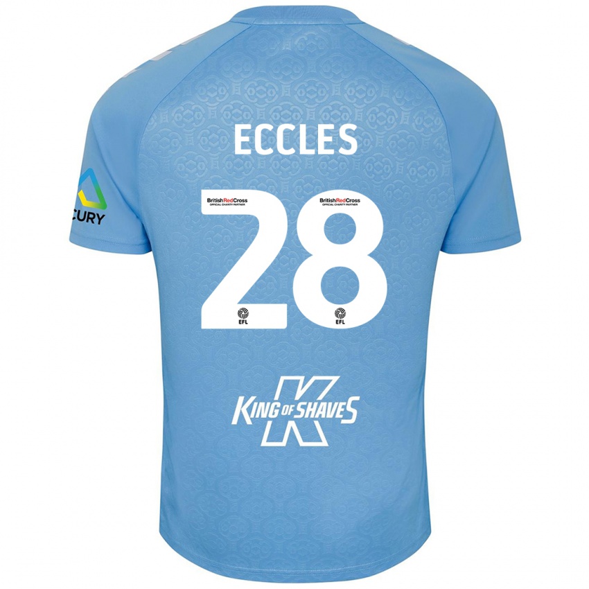 Homme Maillot Josh Eccles #28 Bleu Blanc Tenues Domicile 2024/25 T-Shirt Suisse