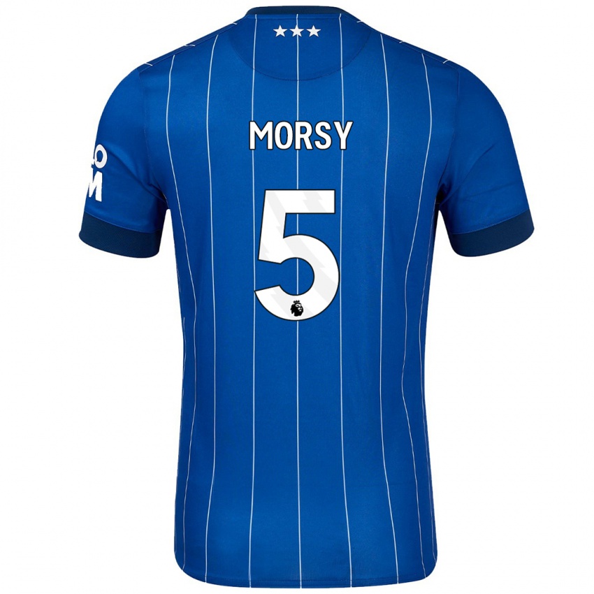 Homme Maillot Samy Morsy #5 Bleu Marine Tenues Domicile 2024/25 T-Shirt Suisse