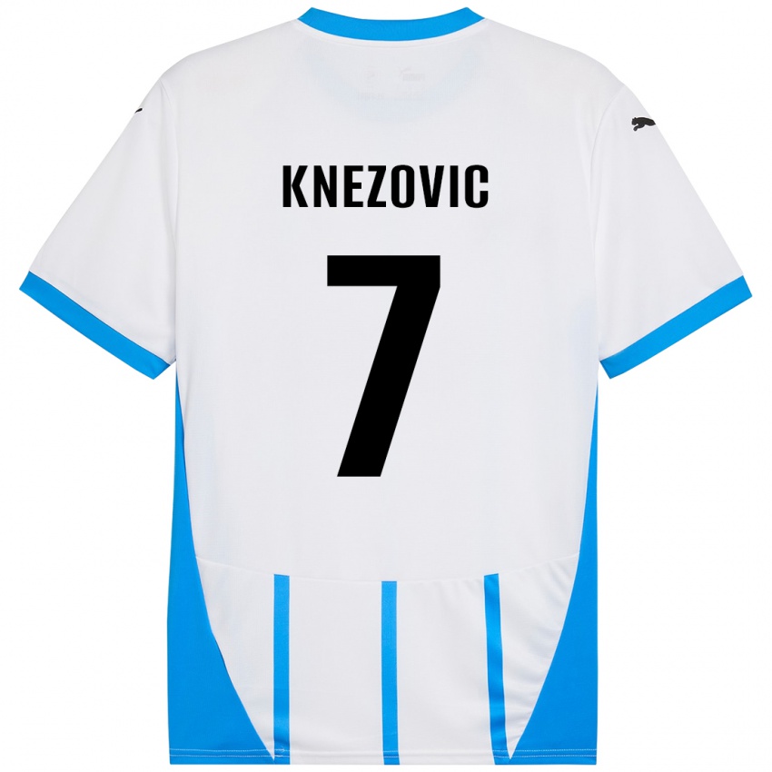 Herren Borna Knezovic #7 Weiß Blau Auswärtstrikot Trikot 2024/25 T-Shirt Schweiz