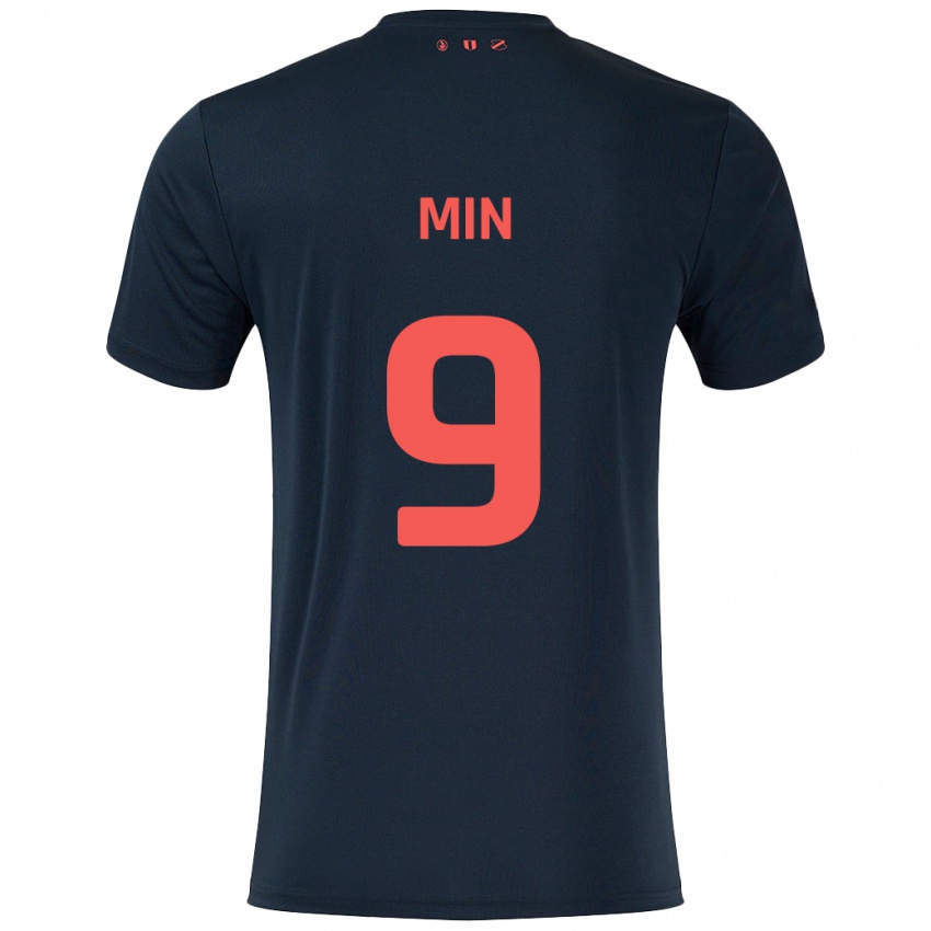 Herren David Min #9 Schwarz Rot Auswärtstrikot Trikot 2024/25 T-Shirt Schweiz