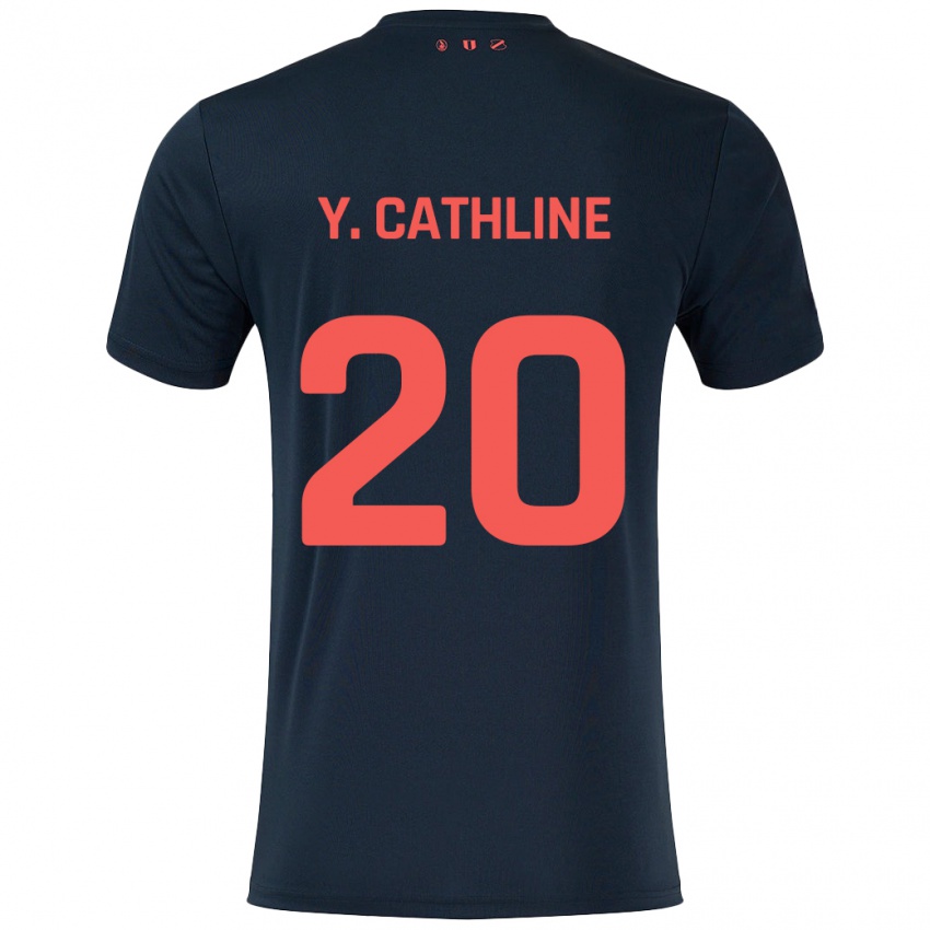 Herren Yoann Cathline #20 Schwarz Rot Auswärtstrikot Trikot 2024/25 T-Shirt Schweiz