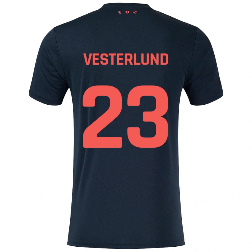 Herren Niklas Vesterlund #23 Schwarz Rot Auswärtstrikot Trikot 2024/25 T-Shirt Schweiz