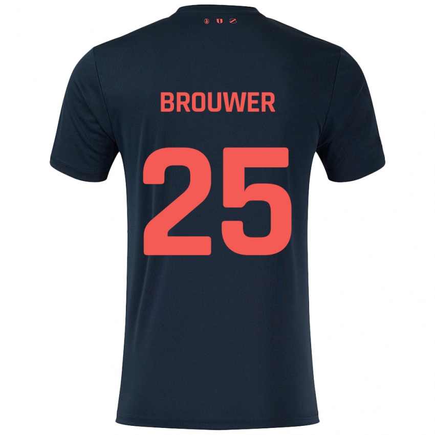 Herren Michael Brouwer #25 Schwarz Rot Auswärtstrikot Trikot 2024/25 T-Shirt Schweiz