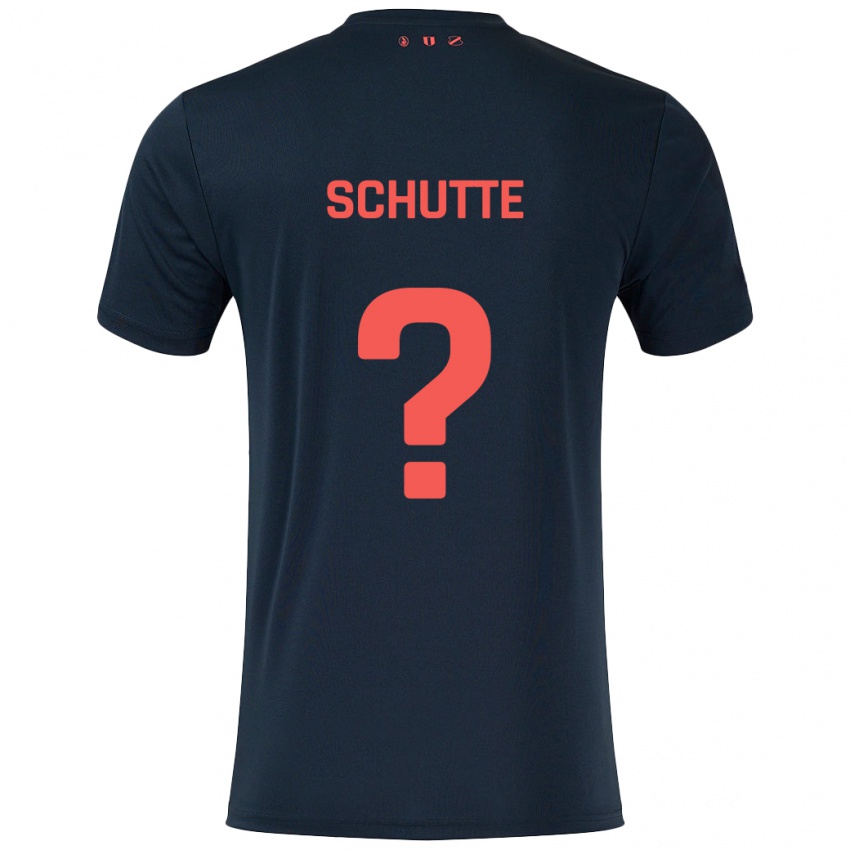 Herren Olivier Schutte #0 Schwarz Rot Auswärtstrikot Trikot 2024/25 T-Shirt Schweiz