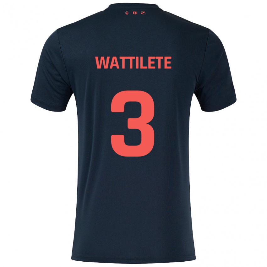 Herren Julia Wattilete #3 Schwarz Rot Auswärtstrikot Trikot 2024/25 T-Shirt Schweiz