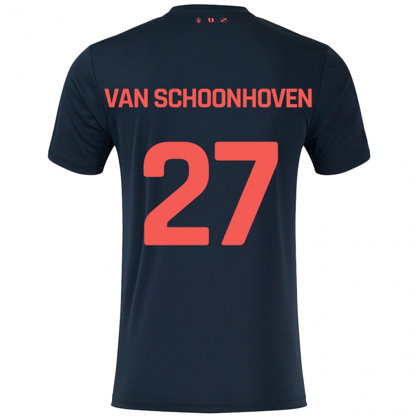 Herren Nurija Van Schoonhoven #27 Schwarz Rot Auswärtstrikot Trikot 2024/25 T-Shirt Schweiz