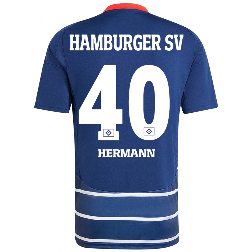 Herren Hannes Hermann #40 Dunkelblau Auswärtstrikot Trikot 2024/25 T-Shirt Schweiz