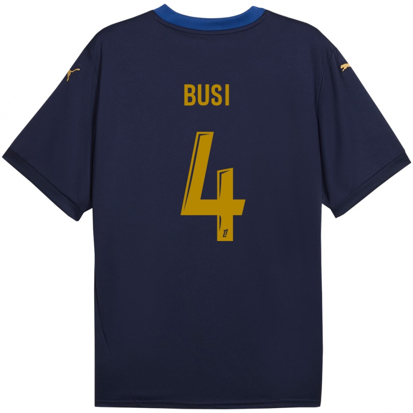 Herren Maxime Busi #4 Marineblau Gold Auswärtstrikot Trikot 2024/25 T-Shirt Schweiz