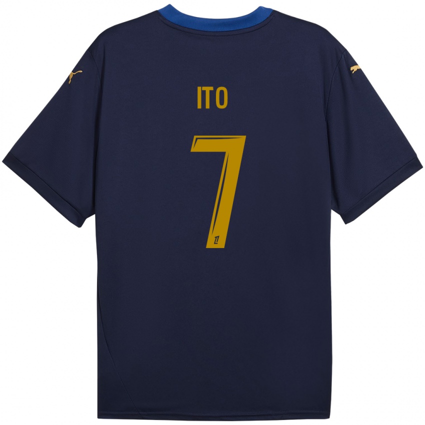 Herren Junya Ito #7 Marineblau Gold Auswärtstrikot Trikot 2024/25 T-Shirt Schweiz