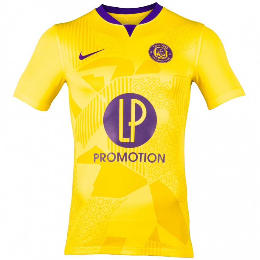 Homme Maillot Zakaria Aboukhlal #7 Jaune Violet Tenues Extérieur 2024/25 T-Shirt Suisse