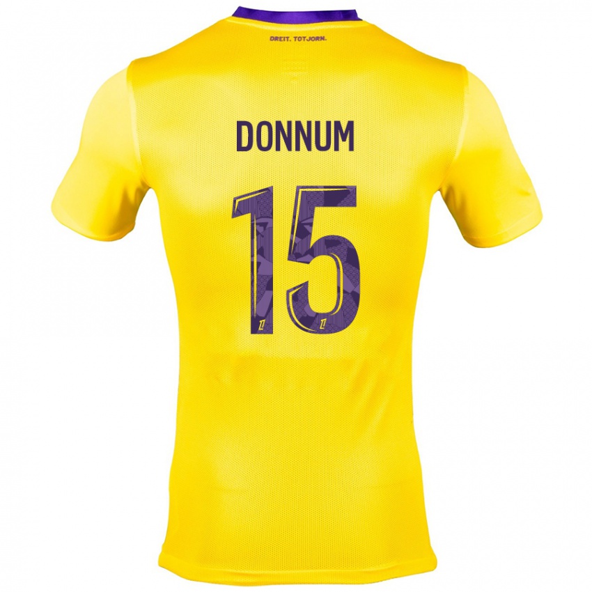 Homme Maillot Aron Dønnum #15 Jaune Violet Tenues Extérieur 2024/25 T-Shirt Suisse