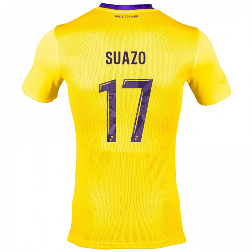 Homme Maillot Gabriel Suazo #17 Jaune Violet Tenues Extérieur 2024/25 T-Shirt Suisse