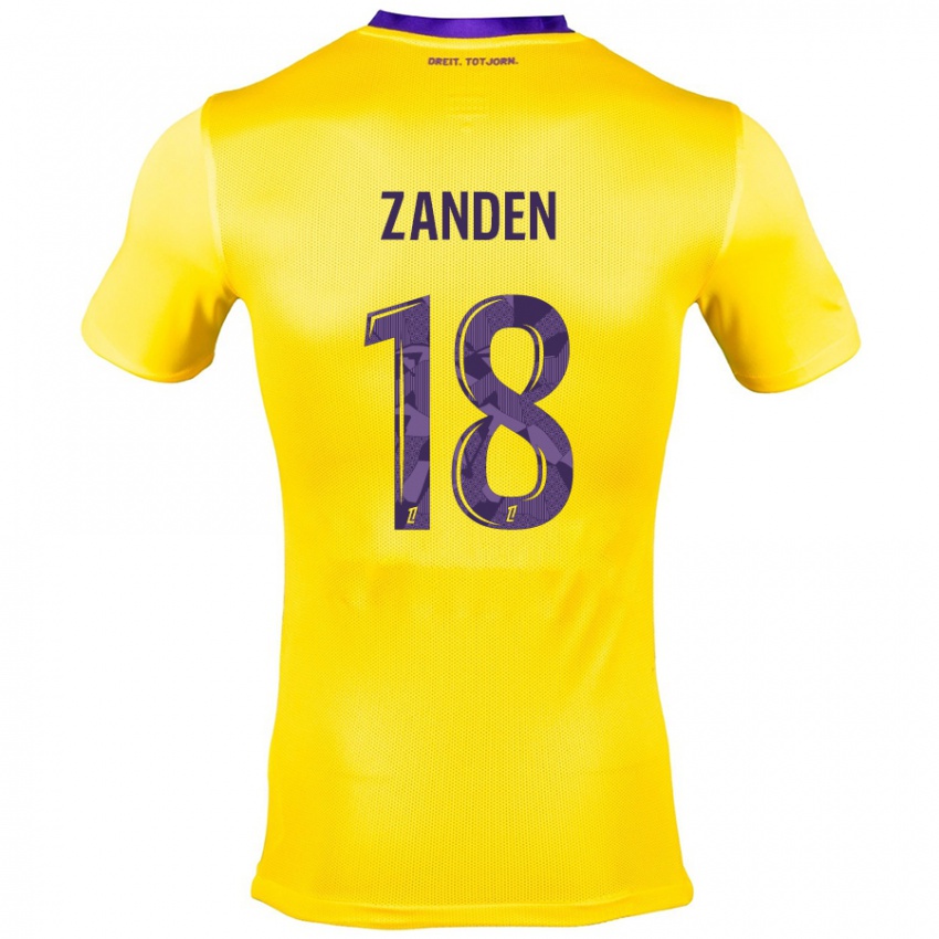 Homme Maillot Oliver Zandén #18 Jaune Violet Tenues Extérieur 2024/25 T-Shirt Suisse