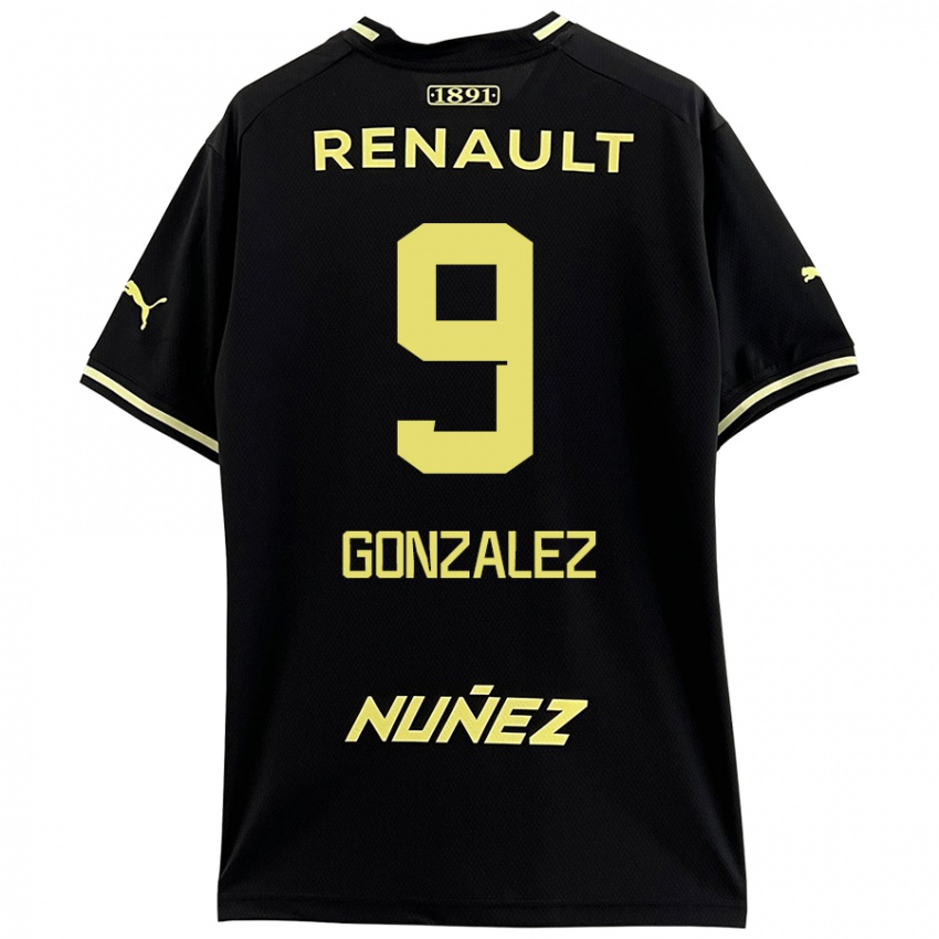 Homme Maillot Franco González #9 Noir Jaune Tenues Extérieur 2024/25 T-Shirt Suisse