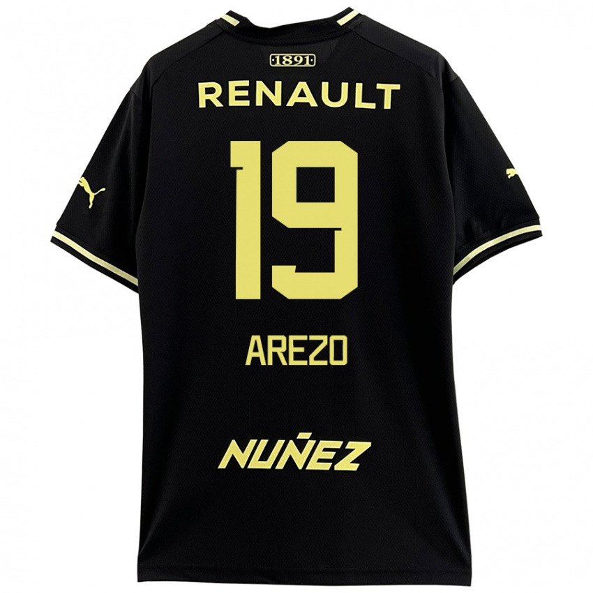 Homme Maillot Matías Arezo #19 Noir Jaune Tenues Extérieur 2024/25 T-Shirt Suisse