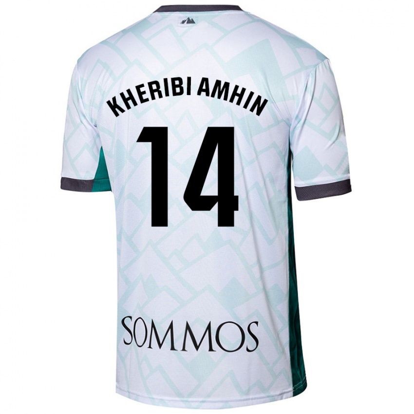 Homme Maillot Nabil Kheribi Amhin #14 Blanc Vert Tenues Extérieur 2024/25 T-Shirt Suisse