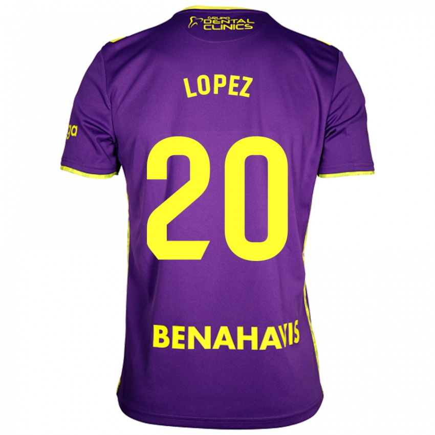 Homme Maillot Adri López #20 Violet Jaune Tenues Extérieur 2024/25 T-Shirt Suisse