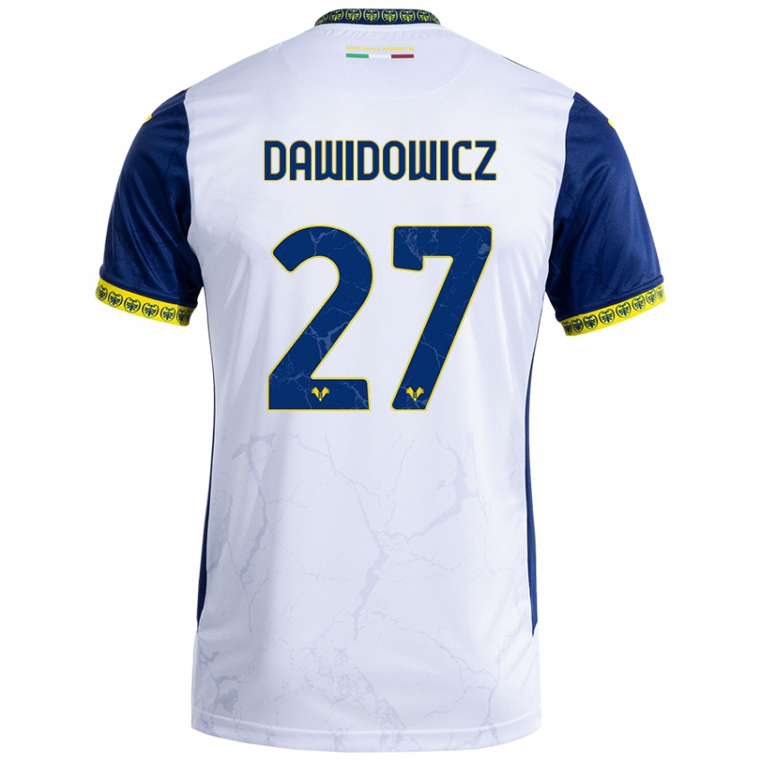 Herren Pawel Dawidowicz #27 Weiß Blau Auswärtstrikot Trikot 2024/25 T-Shirt Schweiz