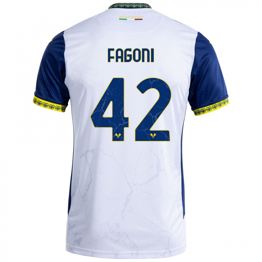 Herren Marco Fagoni #42 Weiß Blau Auswärtstrikot Trikot 2024/25 T-Shirt Schweiz