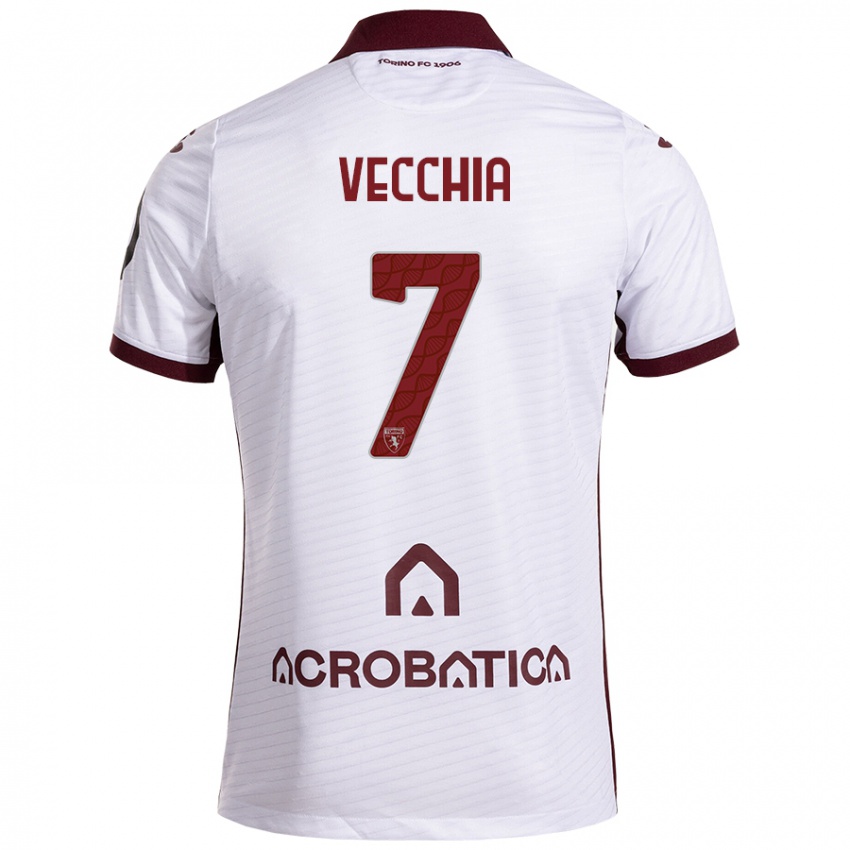 Herren Marco Dalla Vecchia #7 Weiß Kastanienbraun Auswärtstrikot Trikot 2024/25 T-Shirt Schweiz