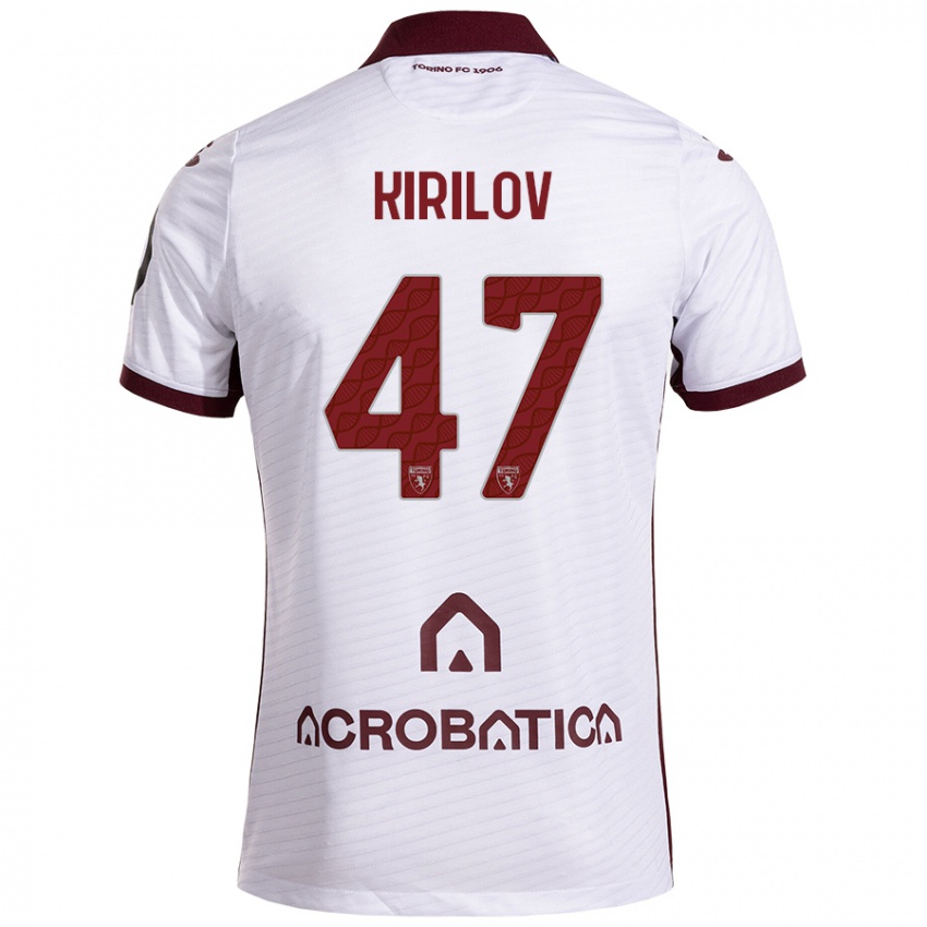 Herren Martin Kirilov #47 Weiß Kastanienbraun Auswärtstrikot Trikot 2024/25 T-Shirt Schweiz