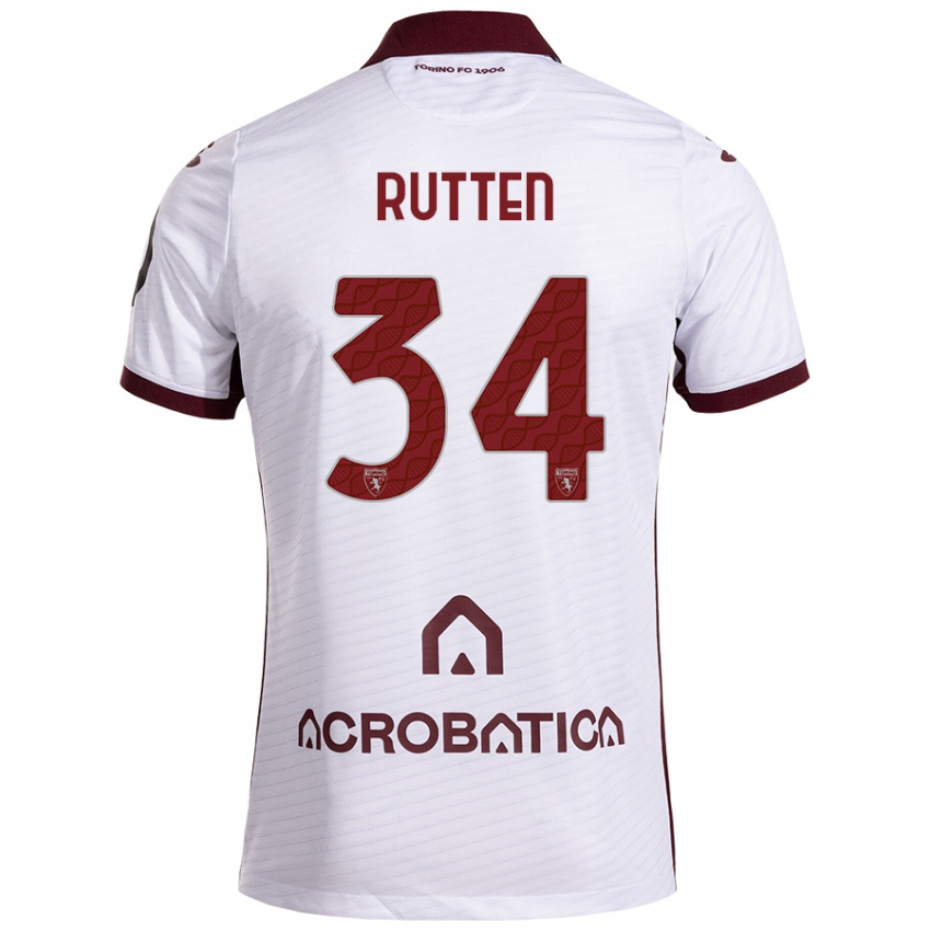 Herren Jill Rutten #34 Weiß Kastanienbraun Auswärtstrikot Trikot 2024/25 T-Shirt Schweiz