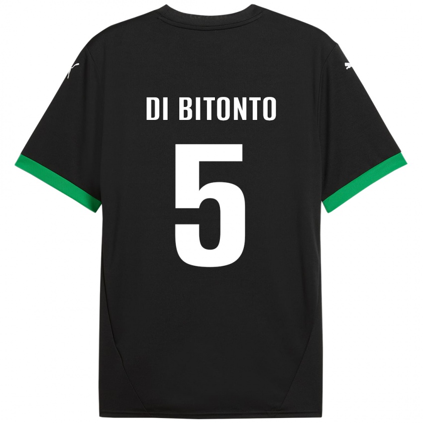 Femme Maillot Alessandro Di Bitonto #5 Noir Vert Foncé Tenues Domicile 2024/25 T-Shirt Suisse