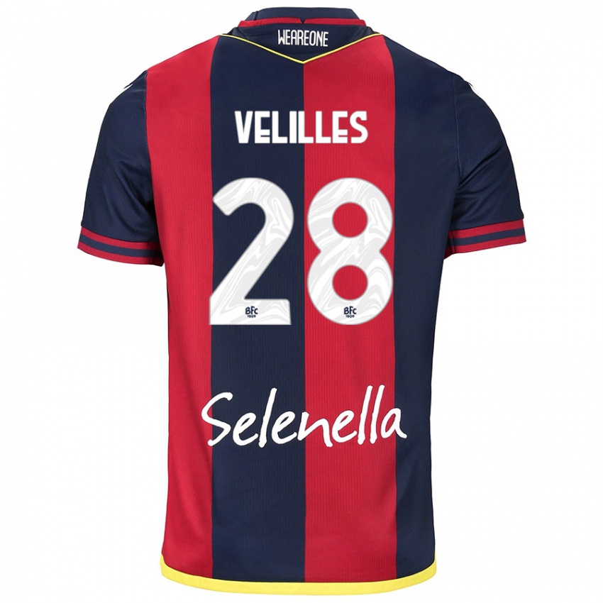 Damen Aarón Velilles #28 Rot Königsblau Heimtrikot Trikot 2024/25 T-Shirt Schweiz