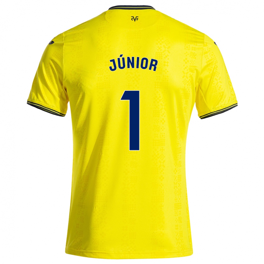 Femme Maillot Luiz Júnior #1 Jaune Noir Tenues Domicile 2024/25 T-Shirt Suisse