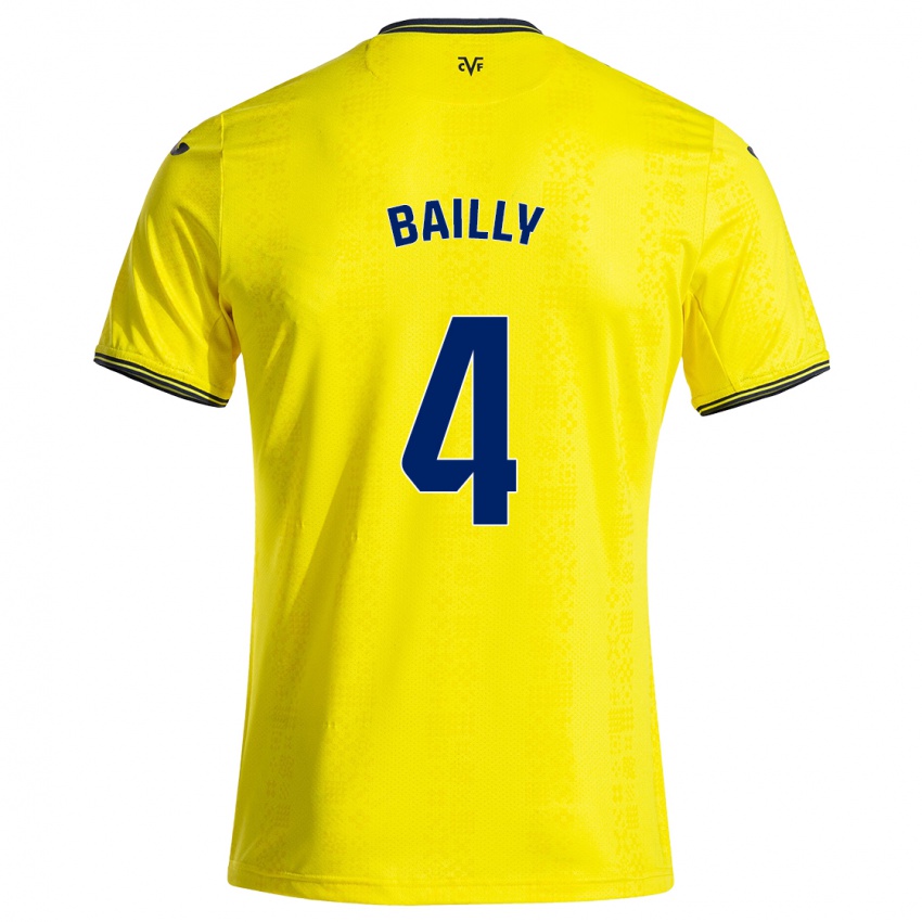 Femme Maillot Eric Bailly #4 Jaune Noir Tenues Domicile 2024/25 T-Shirt Suisse