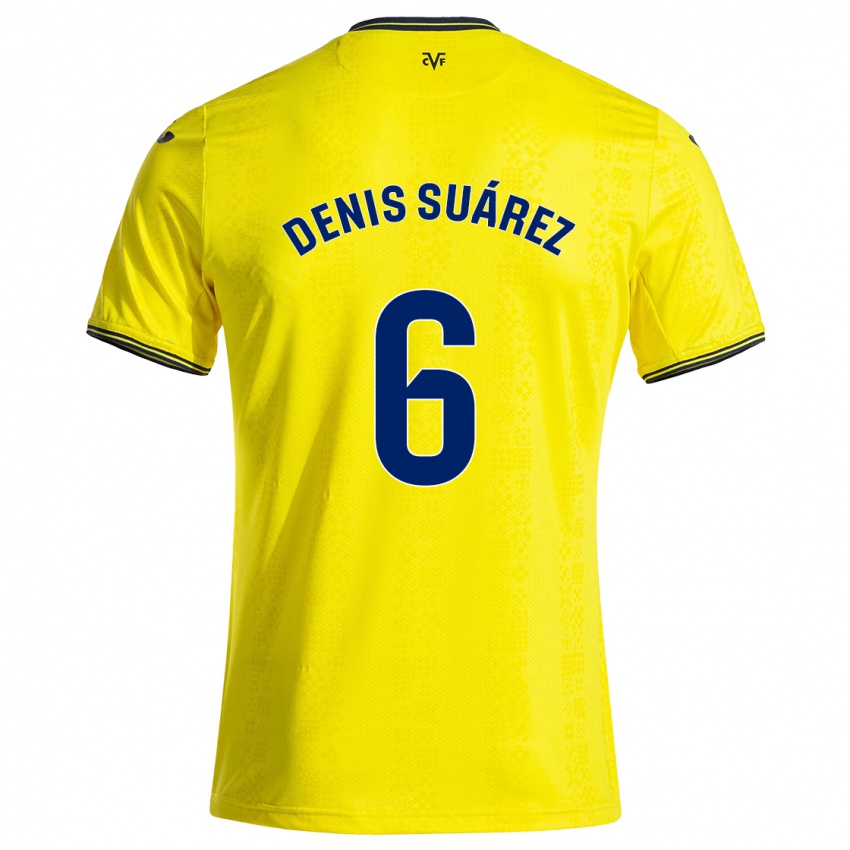 Femme Maillot Denis Suárez #6 Jaune Noir Tenues Domicile 2024/25 T-Shirt Suisse