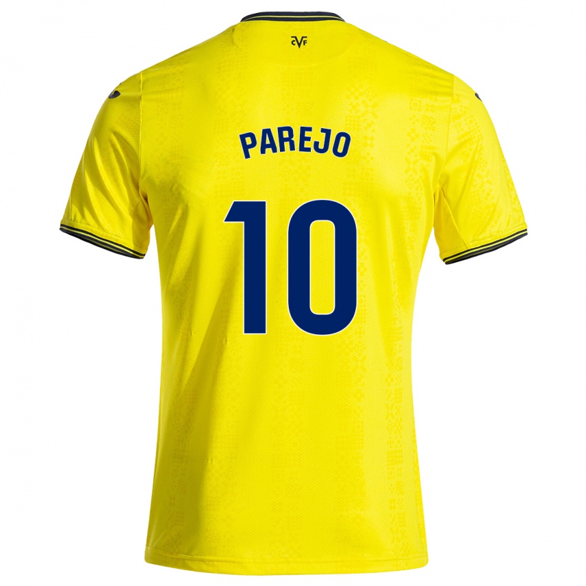 Femme Maillot Dani Parejo #10 Jaune Noir Tenues Domicile 2024/25 T-Shirt Suisse