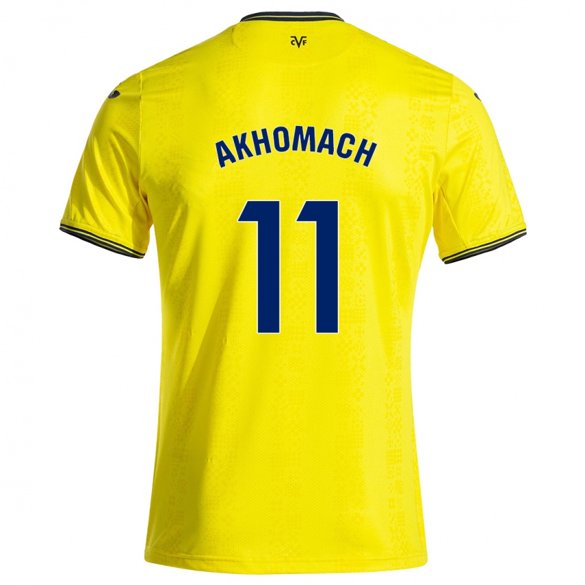 Femme Maillot Ilias Akhomach #11 Jaune Noir Tenues Domicile 2024/25 T-Shirt Suisse