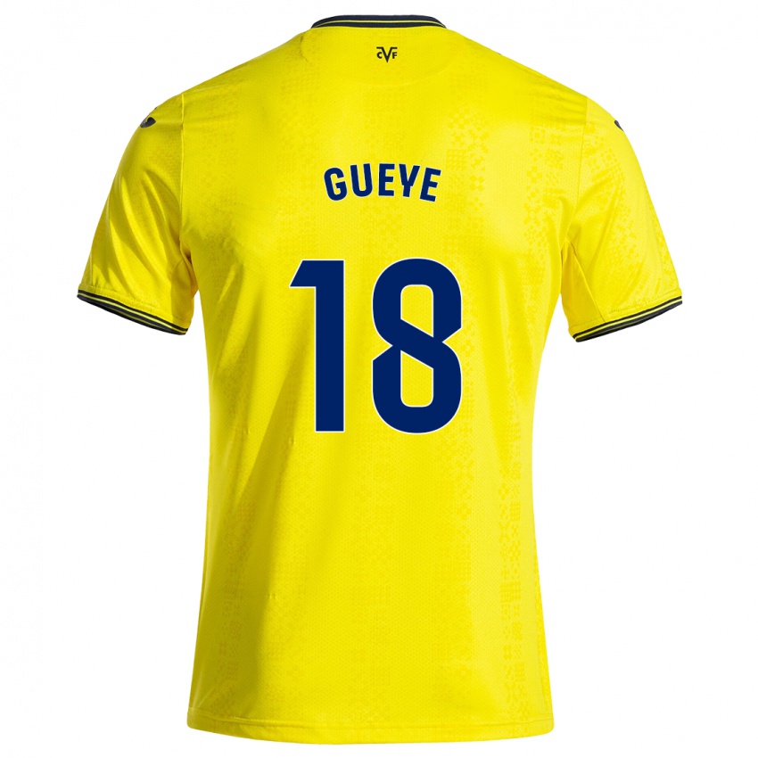 Femme Maillot Pape Gueye #18 Jaune Noir Tenues Domicile 2024/25 T-Shirt Suisse